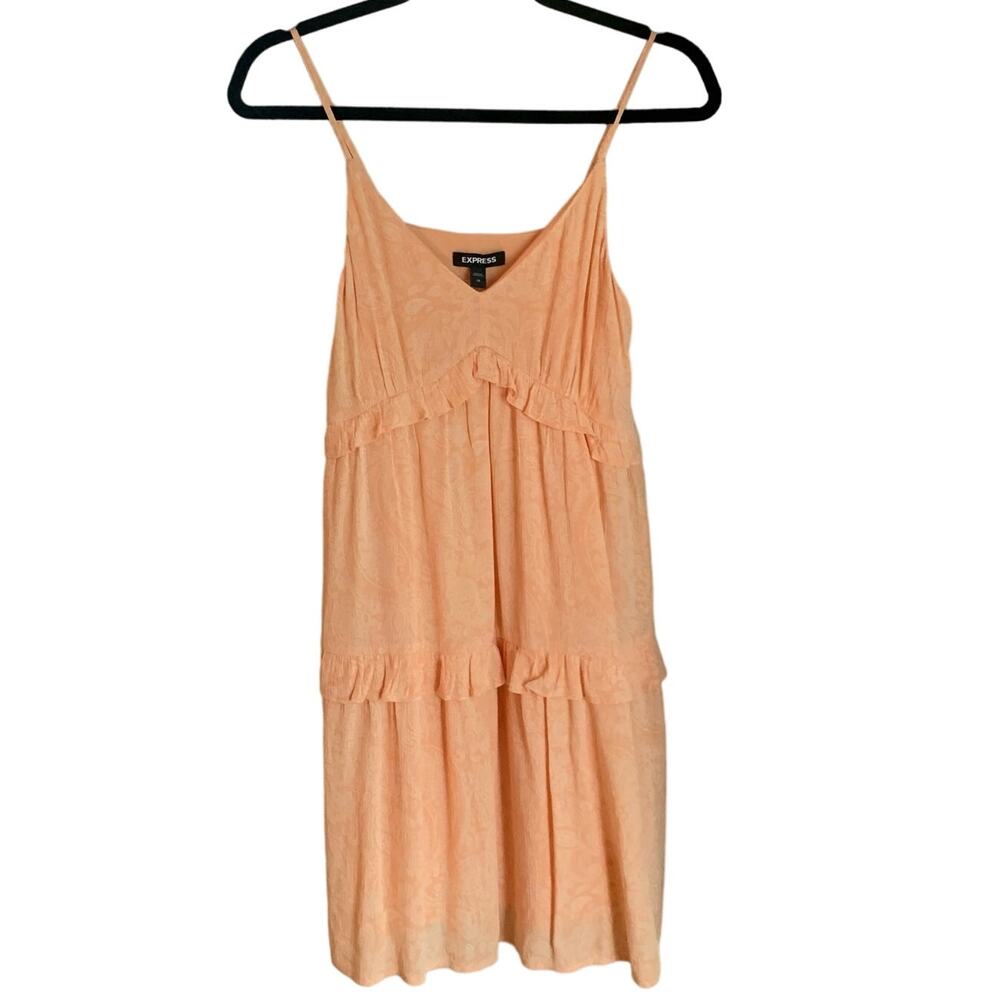 NEW Express Tiered Ruffle Sleeveless Sun Dress - Peach Paisley - Size XS